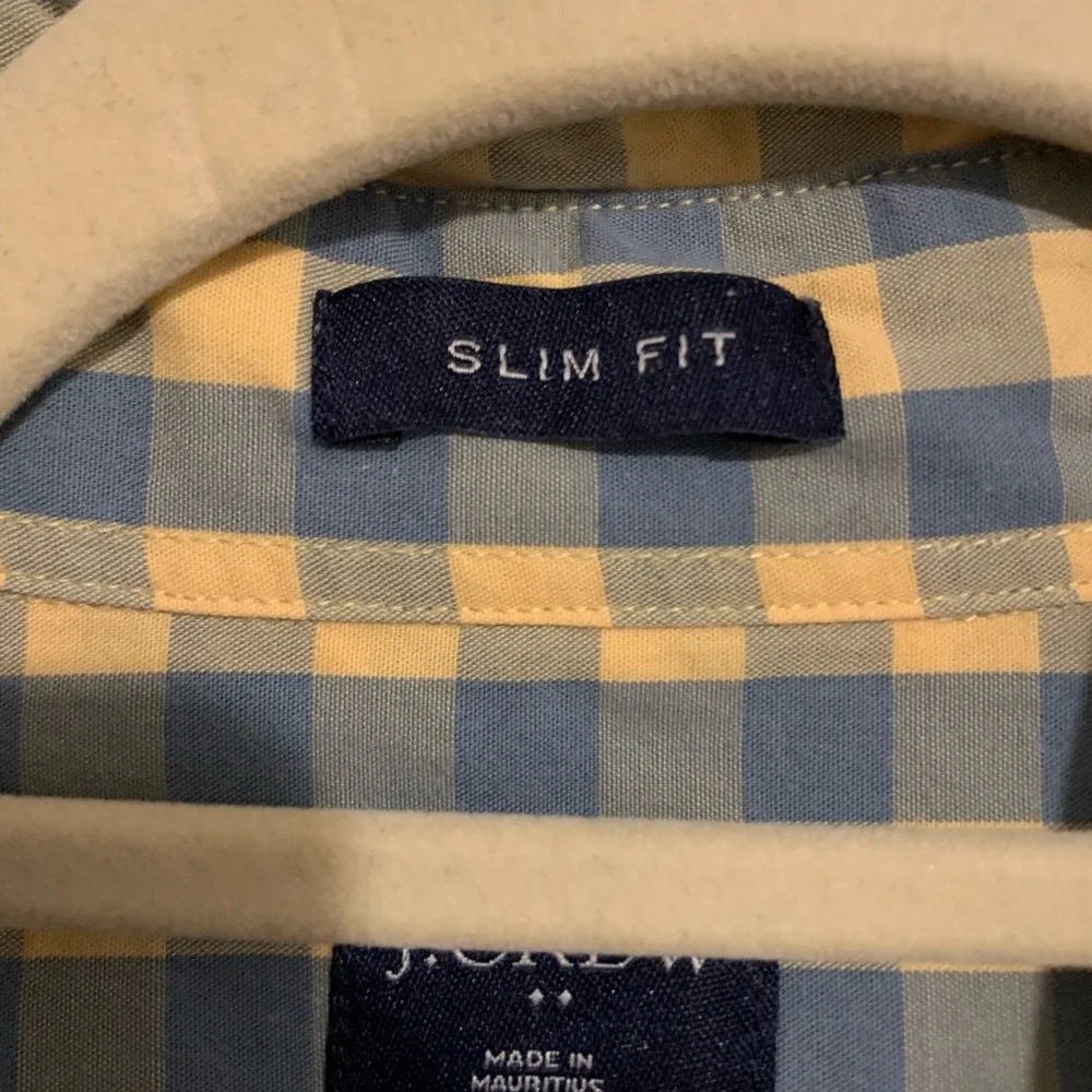 J.Crew Slim Fit Plaid Button Down Shirt Mens L Yellow Blue